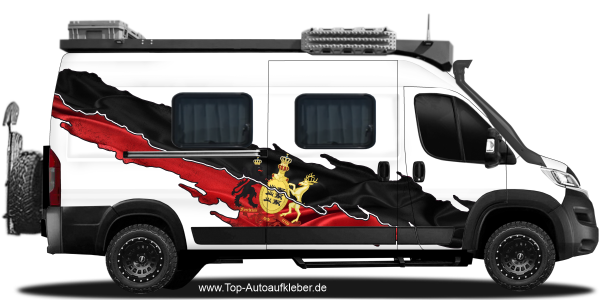 Preview: Flagge von Württemberg auf Fahrzeugseite von Camper