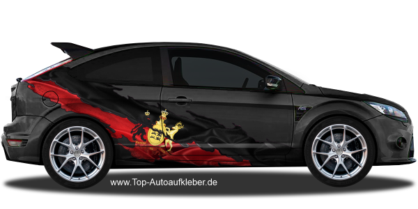 Preview: Flagge von Württemberg auf Fahrzeugseite von dunklem PKW