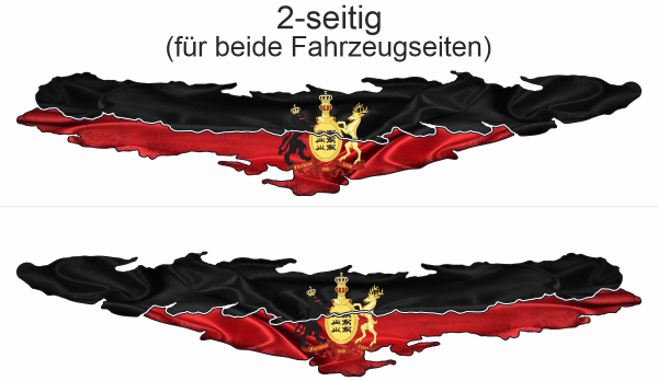 Flagge von Württemberg - Ansicht zweiseitig für beide Fahrzeugseiten