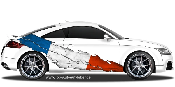 Klebefolie Frankreich Flagge Trikolore auf Fahrzeugseite von PKW