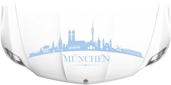 Haubenaufkleber Skyline München