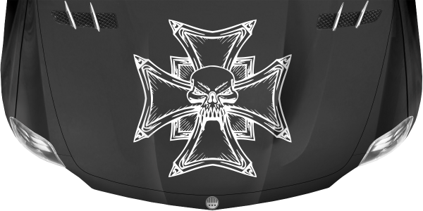 Preview: Haubendekor Kreuz mit Totenkopf Preview: Haubendekor Kreuz mit Totenkopf