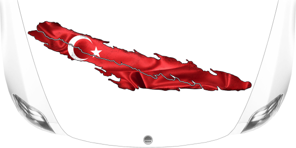 Preview: Heckaufkleber Fahne von der Türkei auf heller Motorhaube