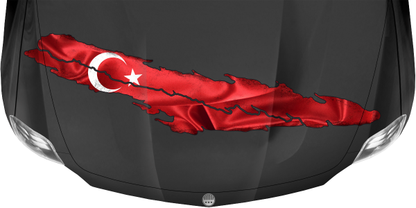 Preview: Heckaufkleber Fahne von der Türkei auf dunkler Motorhaube