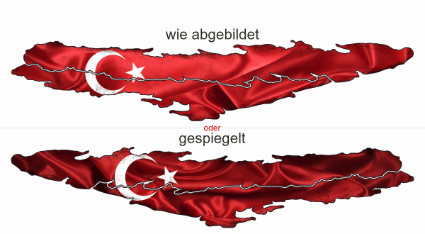 Preview: Heckaufkleber Fahne von der Türkei - Ansicht Ausrichtung