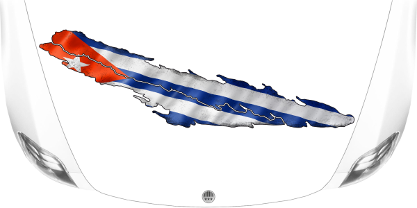 Preview: Heckaufkleber Fahne von Kuba auf heller Motorhaube