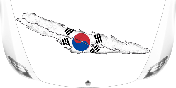 Preview: Heckaufkleber Fahne von Südkorea Preview: Heckaufkleber Fahne von Südkorea auf heller Motorhaube