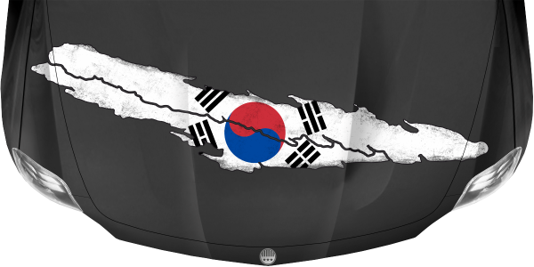 Preview: Heckaufkleber Fahne von Südkorea Preview: Heckaufkleber Fahne von Südkorea auf dunkler Motorhaube