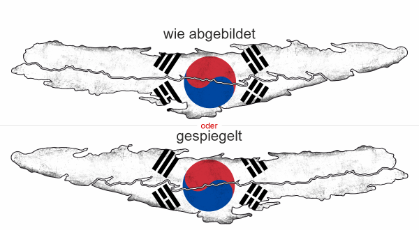 Preview: Heckaufkleber Fahne von Südkorea Preview: Heckaufkleber Fahne von Südkorea - Ansicht Ausrichtung