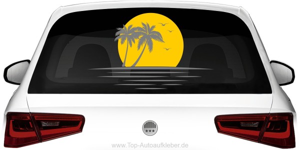 Aufkleber für die Heckscheibe Sonne, Palmen und Meer