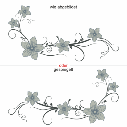 Preview: Heckscheibenaufkleber Blumenranke - Ansicht Ausrichtung
