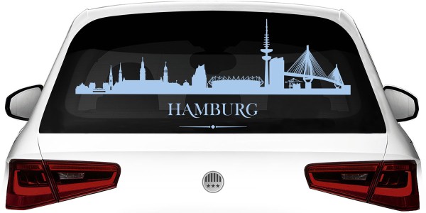 Hamburger Skyline als Aufkleber für die Heckscheibe
