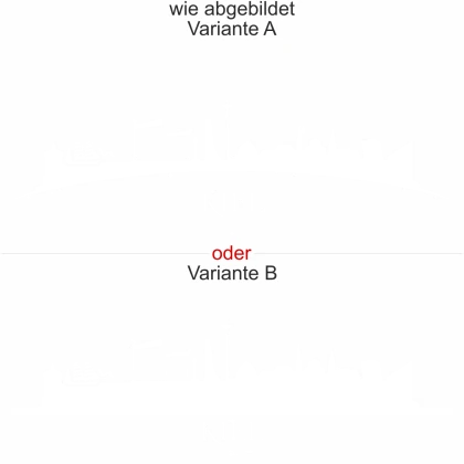 Kieler Skyline als Aufkleber für die Heckscheibe - Ansicht Ausrichtung mit Farbauswahl und Variante
