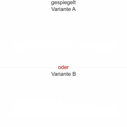 Kieler Skyline als Aufkleber für die Heckscheibe - Ansicht Ausrichtung mit Farbauswahl und Variante