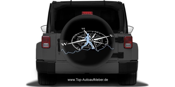 Preview: Heckscheibenaufkleber Kompass und Laufen