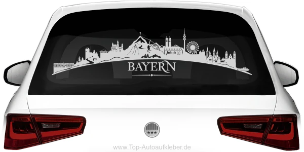 Heckscheibenaufkleber Skyline Bayern