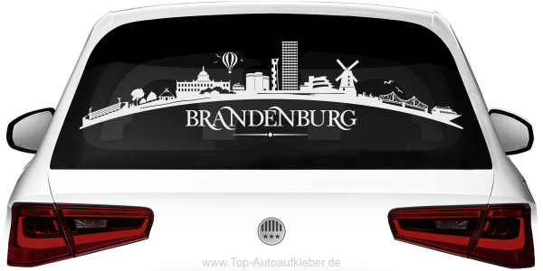 Heckscheibenaufkleber Skyline Brandenburg