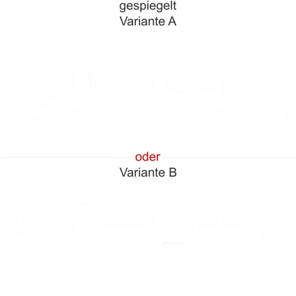 Hamburger Skyline als Aufkleber für die Heckscheibe - Ansicht Ausrichtung mit Farbauswahl und Variante