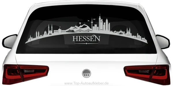 Heckscheibenaufkleber Skyline Hessen