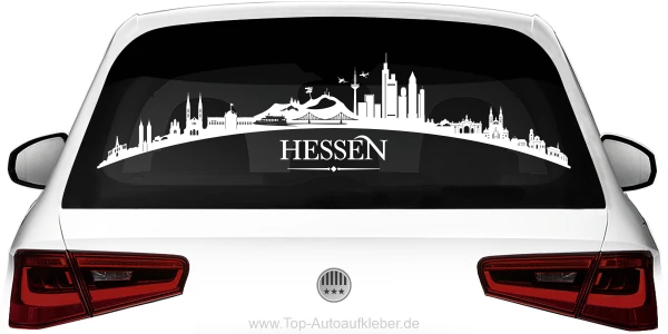 Heckscheibenaufkleber Skyline Hessen mit Farbauswahl