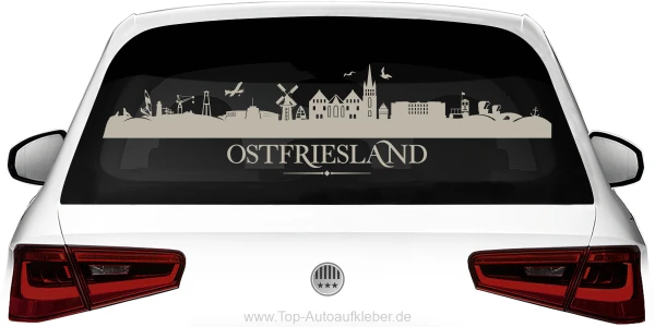 Heckscheibenaufkleber Skyline Ostfriesland