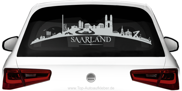 Heckscheibenaufkleber Skyline Saarland