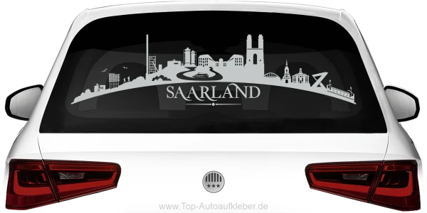 Heckscheibenaufkleber Skyline Saarland