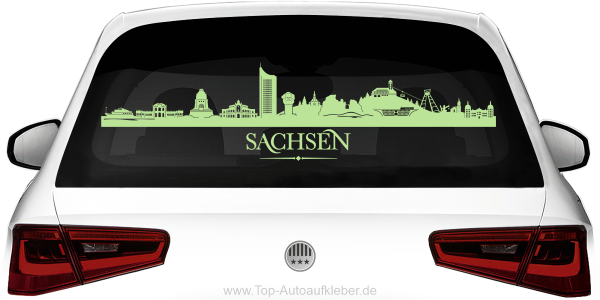 Heckscheibenaufkleber Skyline Sachsen