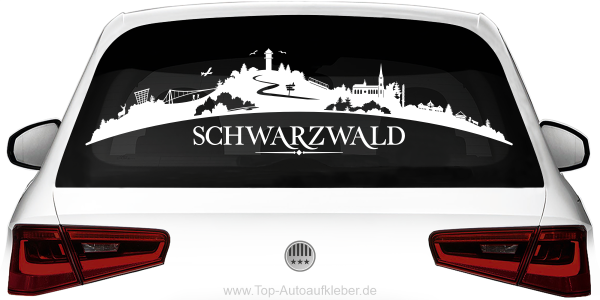Preview: Heckscheibenaufkleber Skyline Schwarzwald mit Farbauswahl