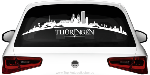 Preview: Heckscheibenaufkleber Skyline Thüringen mit Farbauswahl