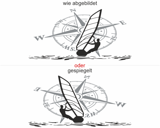 Preview: Heckscheibenaufkleber Windsurfer mit Kompassrose Preview: Heckscheibenaufkleber Windsurfer mit Kompassrose