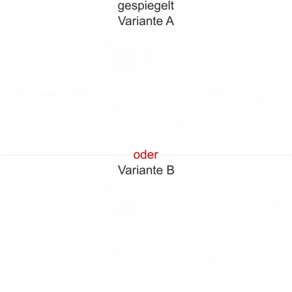Dortmunder Skyline als Aufkleber für die Heckscheibe - Ansicht Ausrichtung mit Farbauswahl und Variante