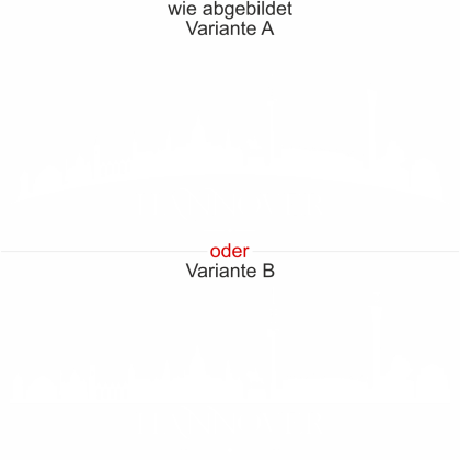 Preview: Hannoveraner Skyline als Aufkleber für die Heckscheibe - Ansicht Ausrichtung mit Farbauswahl und Variante