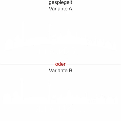 Hannoveraner Skyline als Aufkleber für die Heckscheibe - Ansicht Ausrichtung mit Farbauswahl und Variante