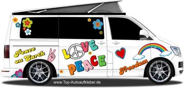 Wohnmobil Camper Hippie Aufkleber Set Peace & Love