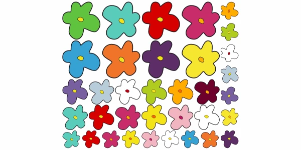 Hippie Flower Power Blumenaufkleber Set zur individuellen Platzierung