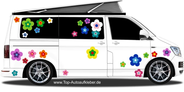 Hippie Flower Power Blüten Aufkleber Set