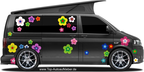 Hippie Flower Power Blüten Aufkleber Set