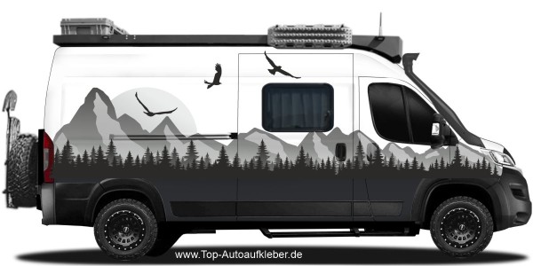 Camper Klebefolie Bergkette | Set für beide Fahrzeugseiten