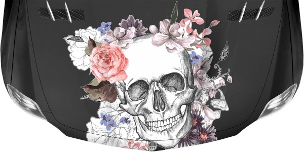 Sticker Totenkopf mit Blumen