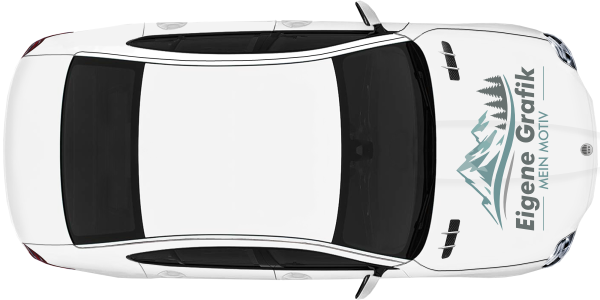 Preview: Klebefolie Eigenes Motiv mehrfarbig auf heller Motorhaube - Ansicht von oben