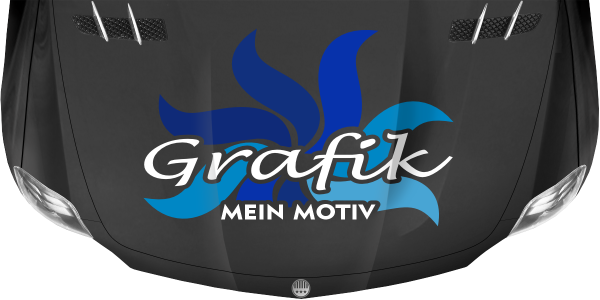 Klebefolie Eigenes Motiv mehrfarbig auf dunkler Motorhaube