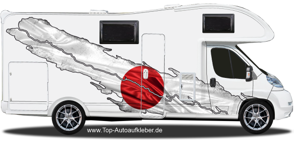 Klebefolie für Wohnmobil Flagge von Japan auf Fahrzeugseite von Wohnmobil