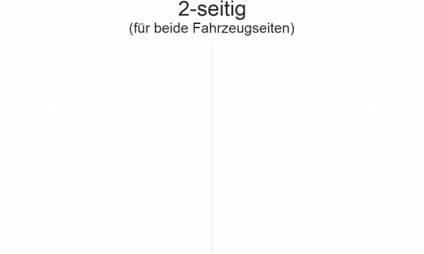 Autoaufkleber mit Pusteblume für beide Seiten - Ansicht zweiseitig für beide Fahrzeugseiten und Farbauswahl