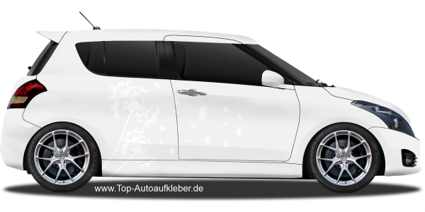 Autoaufkleber mit Pusteblume für beide Seiten auf hellem PKW - Ansicht Farbauswahl