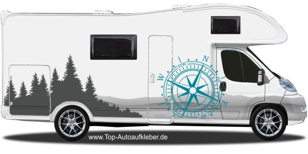 Preview: Kompass in den Bergen Camper Aufkleber | Set für beide Fahrzeugseiten Preview: Kompass in den Bergen Camper Aufkleber | Set für beide Fahrzeugseiten