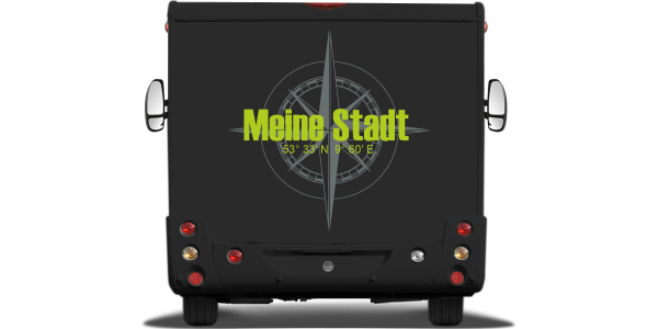 Preview: Kompass mit Koordinaten und Wunschtext