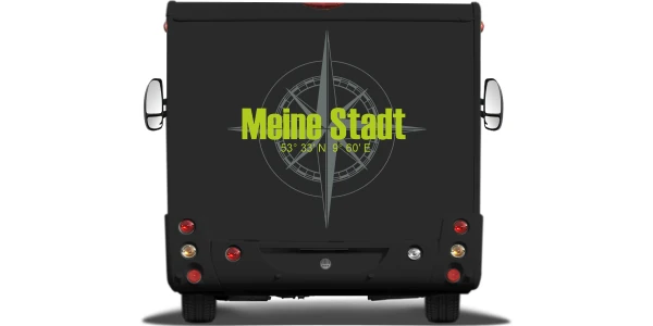 Kompass mit Koordinaten und Wunschtext