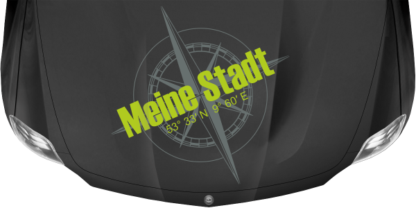 Preview: Kompass mit Koordinaten und Wunschtext