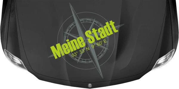 Kompass mit Koordinaten und Wunschtext